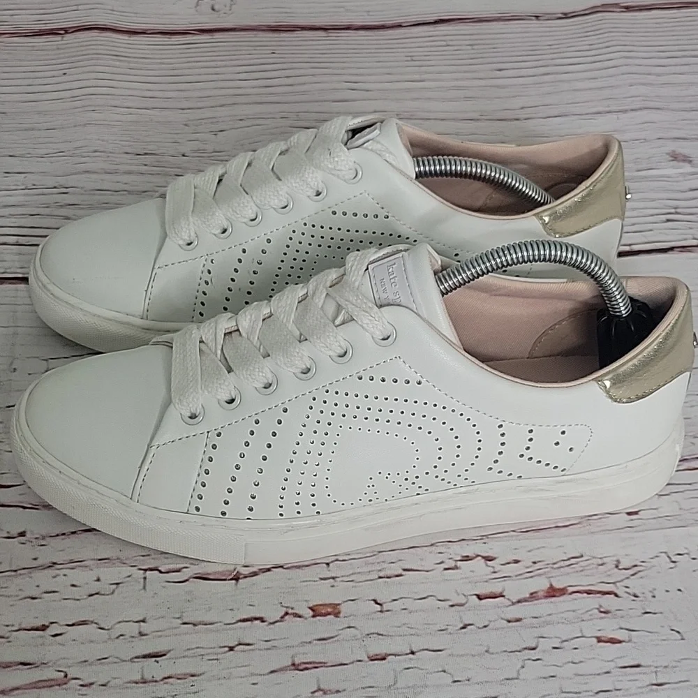 Kate Spade Ashly White Leather Sneakers Size 7.5